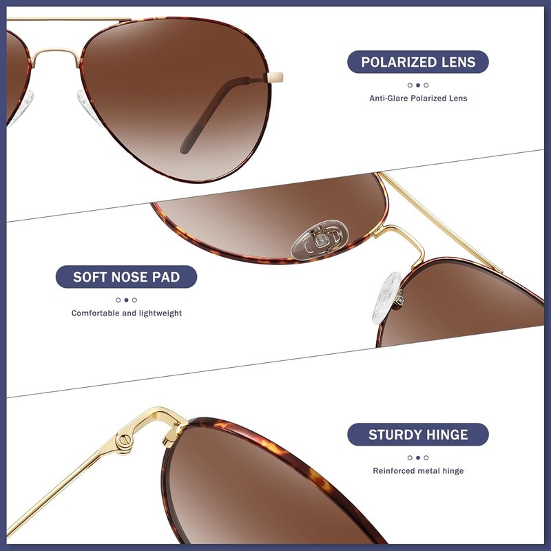 WOWSUN Classic Polarized Aviator Sunglasses for Women Men - Image 3